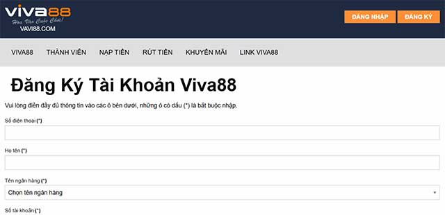 Hướng dẫn đăng ký Viva88